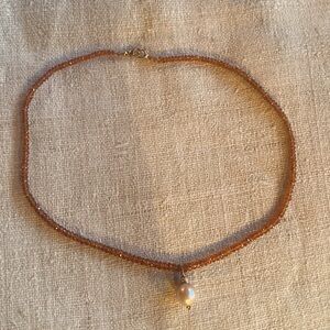 14 karat gold, citrine,pearl necklace 🌺